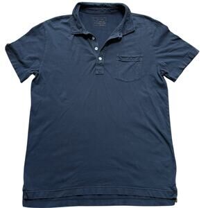 Billy Reid Polo Slate Gray Garment Dyed Organic Cotton Men's Medium